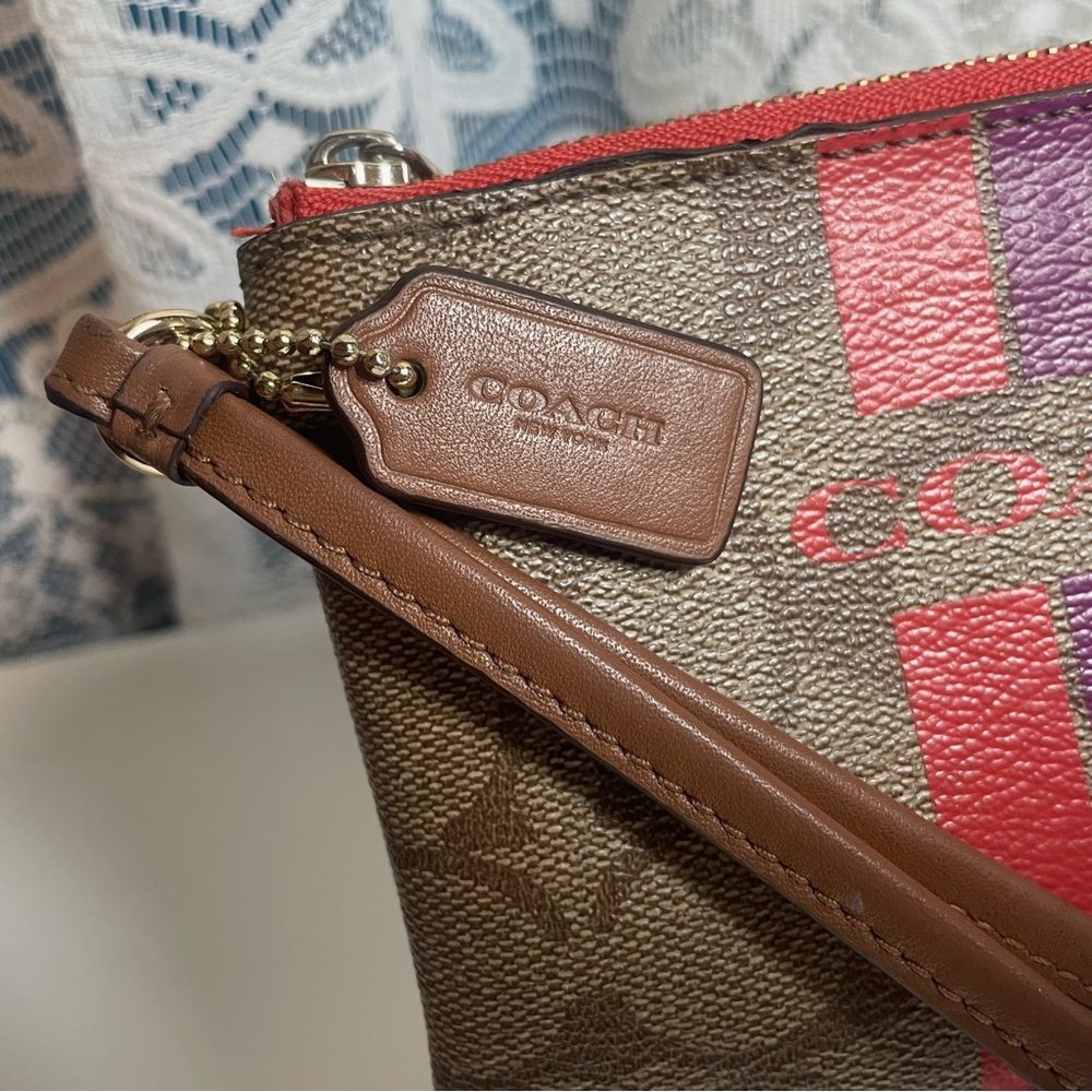 Coach Brown and Red Wristlet - Picture 2 of 14